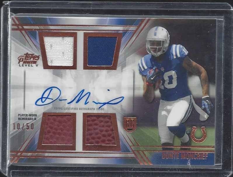 1/1 DONTE MONCRIEF 2014 TOPPS PRIME BRONZE QUAD JERSEY AUTO RC #D 10/50 JSY #10!