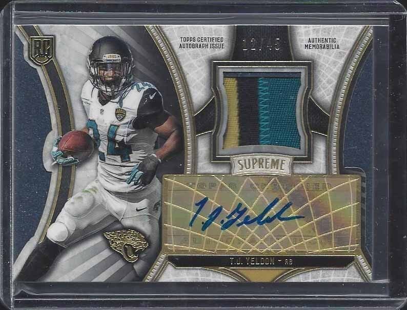 T.J. YELDON 2015 TOPPS SUPREME JAGUARS 3 COLOR ROOKIE PATCH AUTO RC #D 12/45