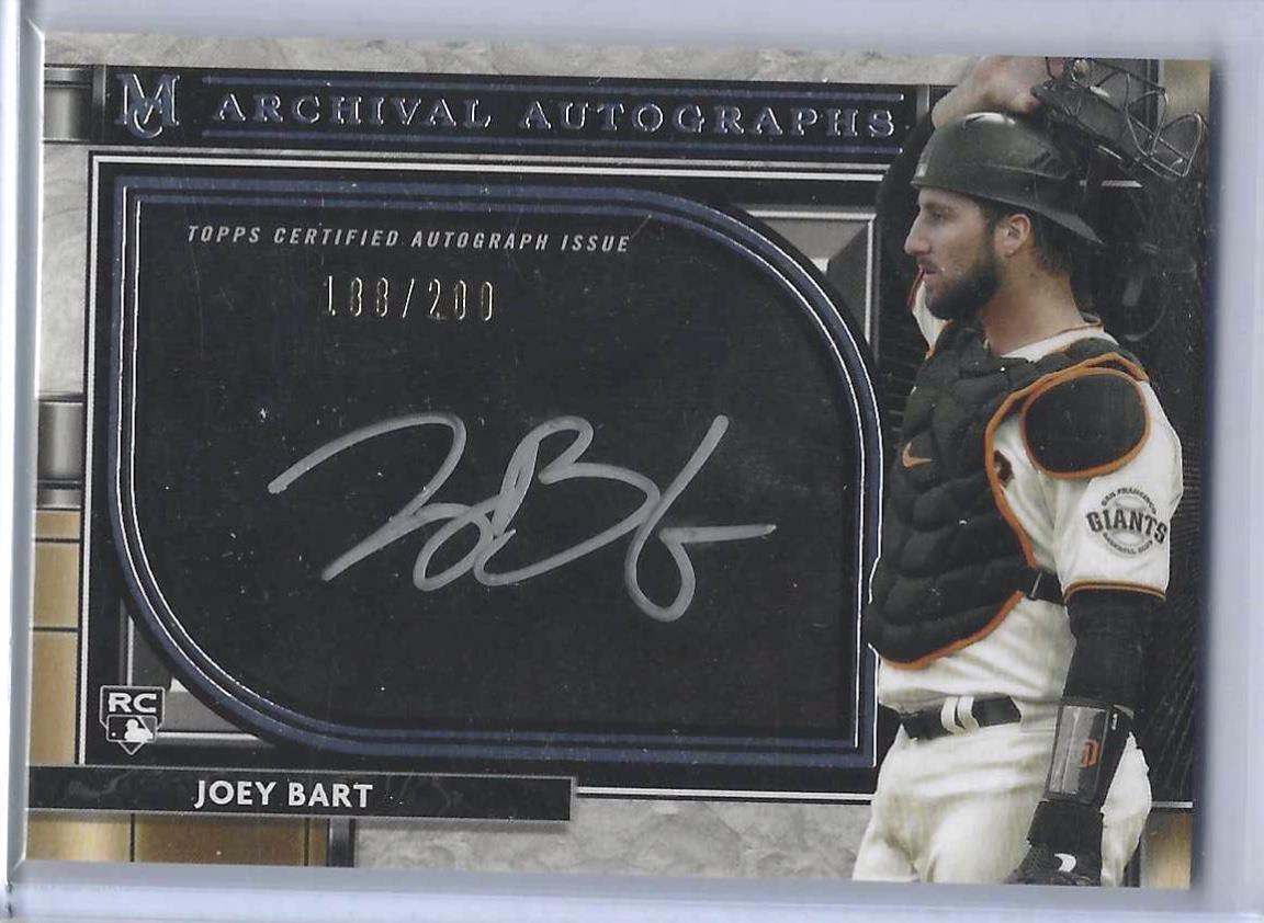 JOEY BART 2021 TOPPS MUSEUM COLLECTION ARCHIVAL SILVER INK AUTO RC #d 188/200