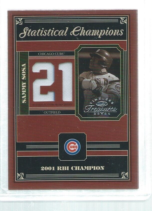 SAMMY SOSA 2004 DONRUSS TIMELESS TREASURES STATISTICAL CHAMPIONS JERSEY #D 20/21