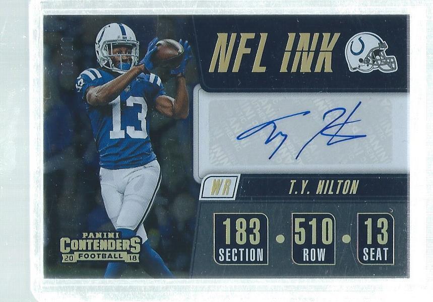 T.Y. HILTON 2018 CONTENDERS NFL INK HOLO SILVER AUTO #D 10/10