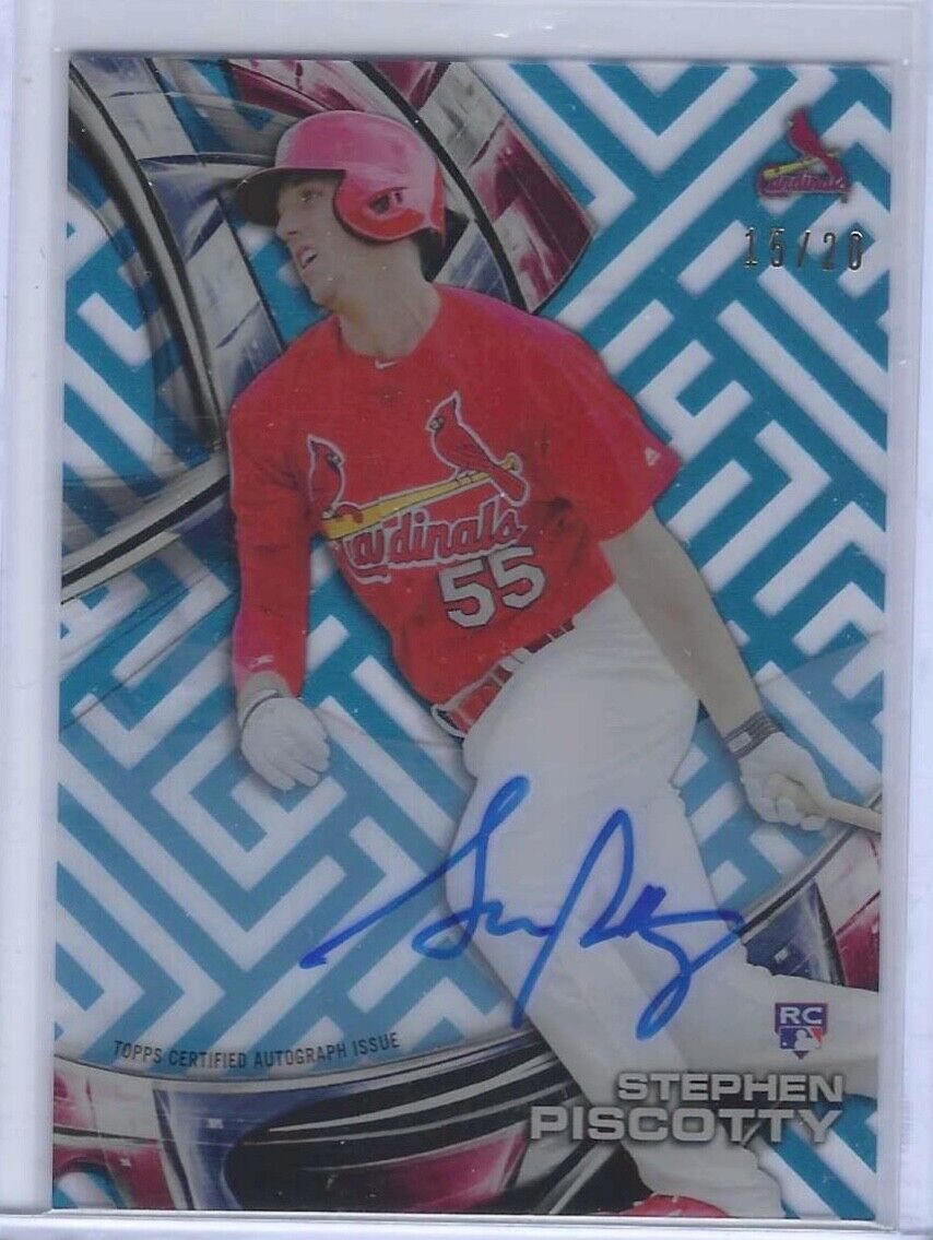 STEPHEN PISCOTTY 2016 TOPPS HIGH TEK BLUE ROOKIE ON CARD AUTO RC #d /20
