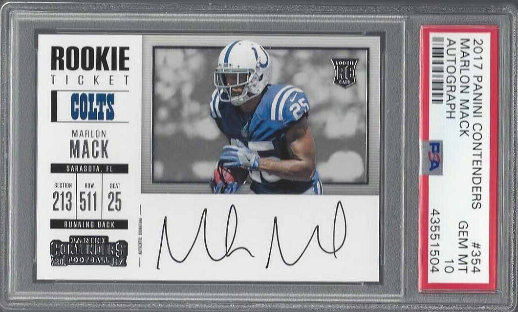 MARLON MACK 2017 CONTENDERS HORIZ VARIATION ROOKIE TICKET AUTO RC PSA 10 POP 9