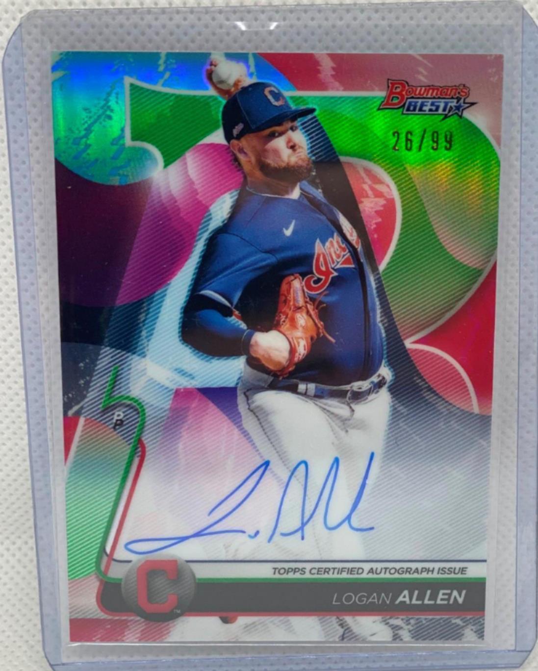 LOGAN ALLEN 2020 TOPPS BOWMAN'S BEST REFRACTOR ON CARD AUTO PROSPECT #D 26/99