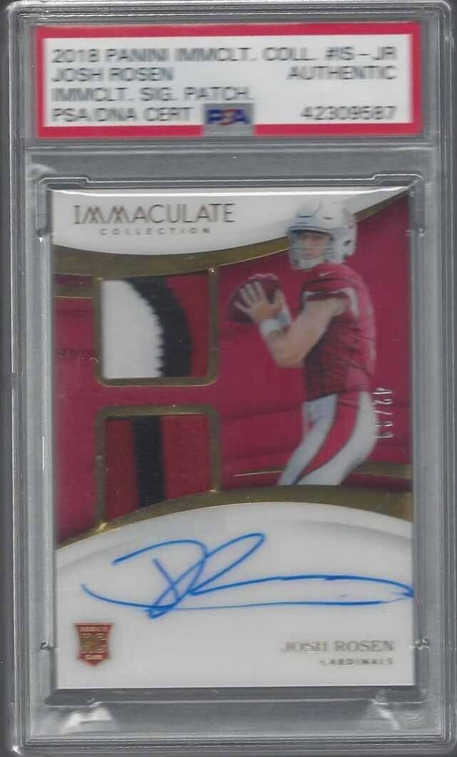 JOSH ROSEN 2018 IMMACULATE ACETATE DUAL PATCH ON CARD AUTO RC /99 PSA AUTHENTIC