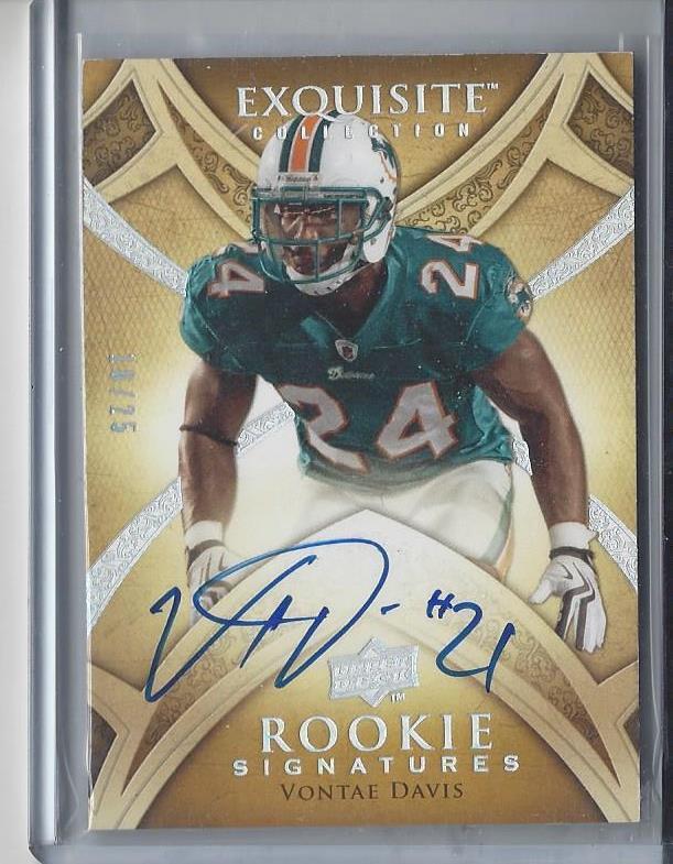 VONTAE DAVIS 2009 UD EXQUISITE SILVER HOLOFOIL ON CARD ROOKIE AUTO RC #D 18/25