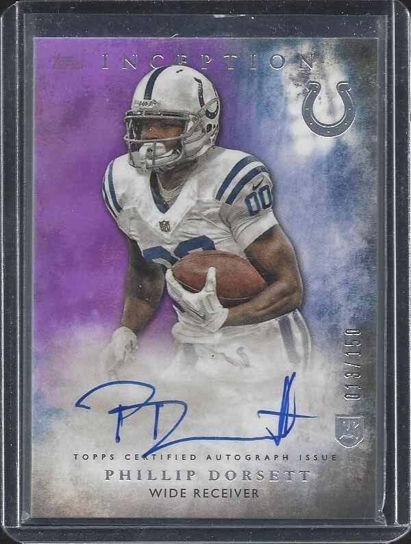 PHILLIP DORSETT 2015 TOPPS INCEPTION PURPLE ON CARD COLTS ROOKIE AUTO RC #D /150