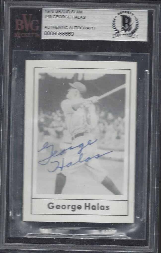 GEORGE HALAS 1978 GRAND SLAM AUTOGRAPHED CARD #49 BVG BECKETT AUTHENTIC SLABBED