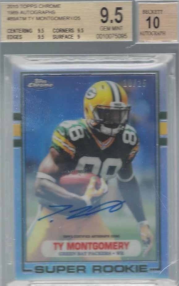 TY MONTGOMERY 2015 TOPPS CHROME 1989 REFRACTOR AUTO RC /25 BGS 9.5 10 AU POP 1/1