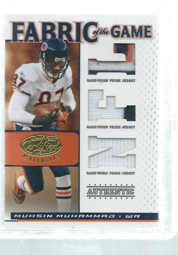 MUHSIN MUHAMMAD 2007 CERTIFIED FABRIC OF THE GAME DIE CUT TRIPLE PATCH #D 24/25