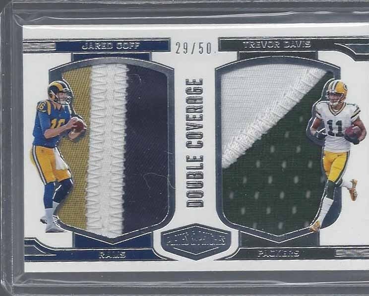 JARED GOFF TREVOR DAVIS 2016 PLATES & PATCHES DOUBLE COVERAGE DUAL PATCH RC /50