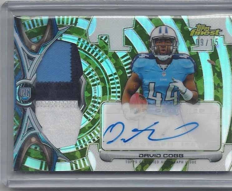 DAVID COBB 2015 FINEST CAMO REFRACTOR RPA JUMBO 3 COLOR PATCH AUTO RC #D 9/15