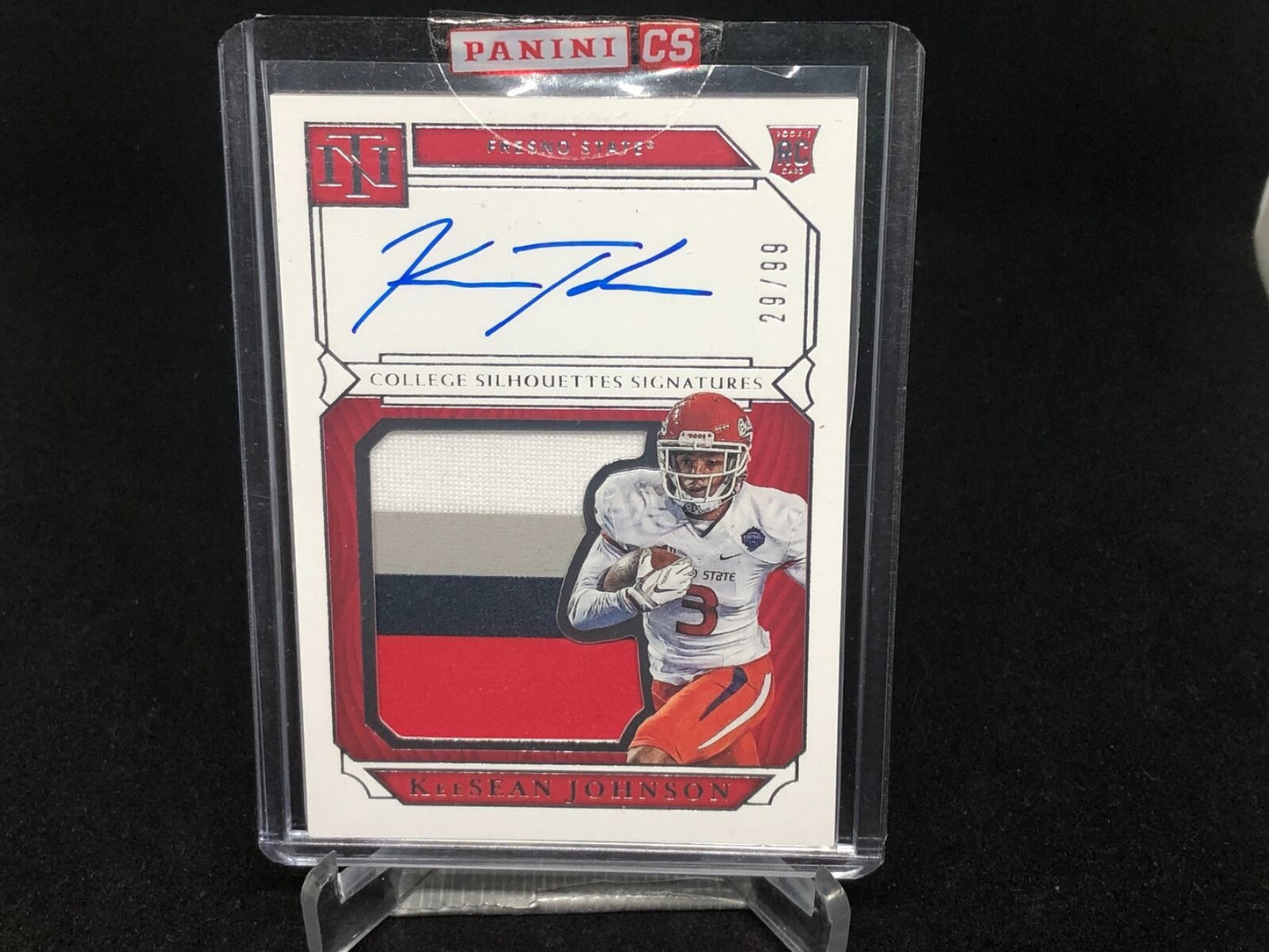 KEESEAN JOHNSON 2019 NATIONAL TREASURES 4 CLR PATCH ON CARD AUTO RC #D 29/99