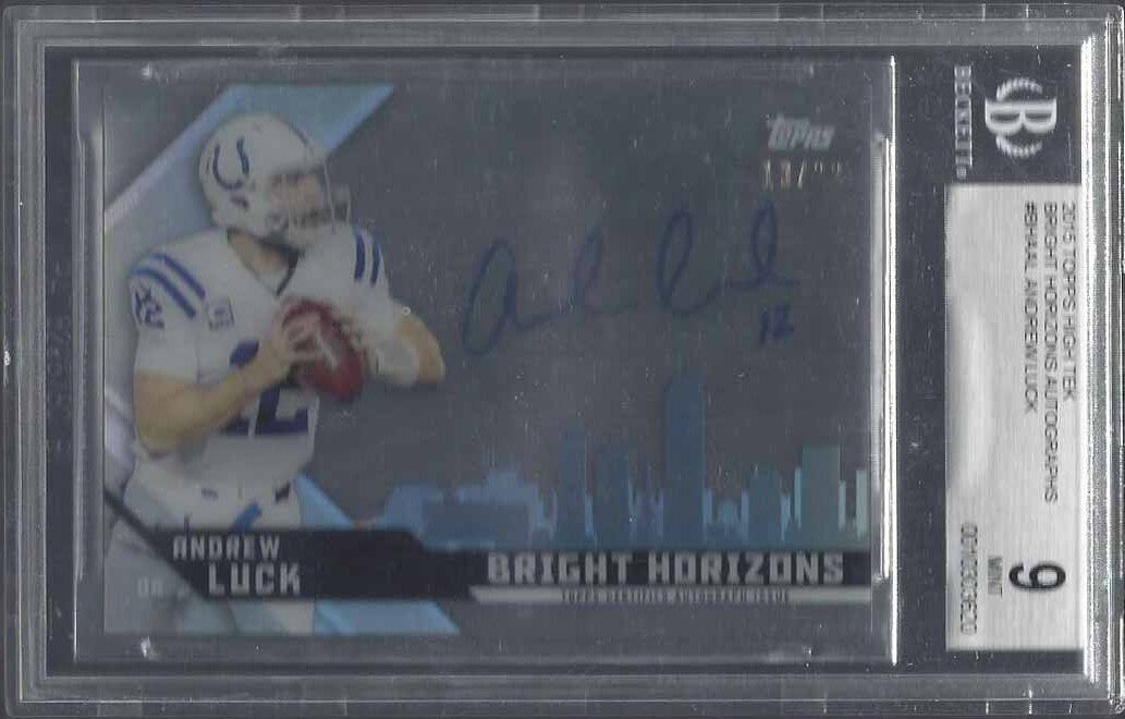ANDREW LUCK 2015 TOPPS HIGH TEK BRIGHT HORIZONS ON CARD AUTO #D /22 BGS 9 10 AU