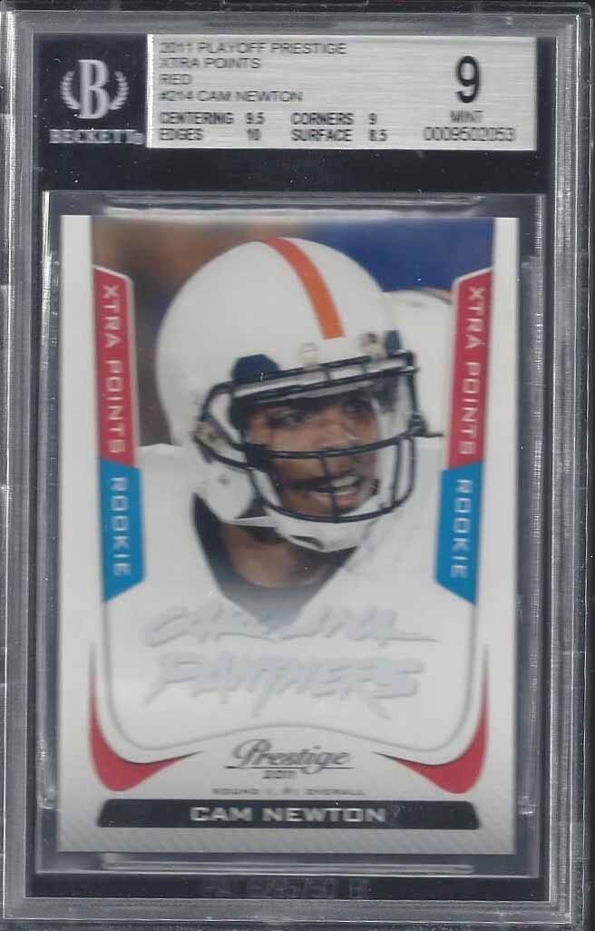 CAM NEWTON 2011 PLAYOFF PRESTIGE XTRA POINTS RED ROOKIE RC #D 74/100 BGS 9 MINT
