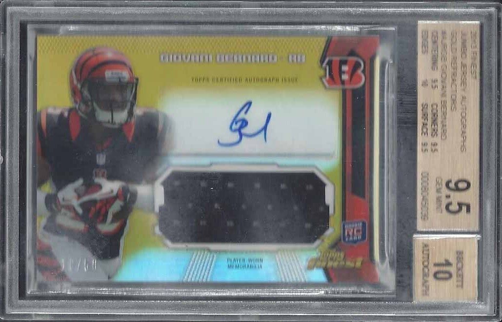 GIOVANI BERNARD 2013 FINEST JUMBO JERSEY GOLD REFRACTOR AUTO RC /50 BGS 9.5 10