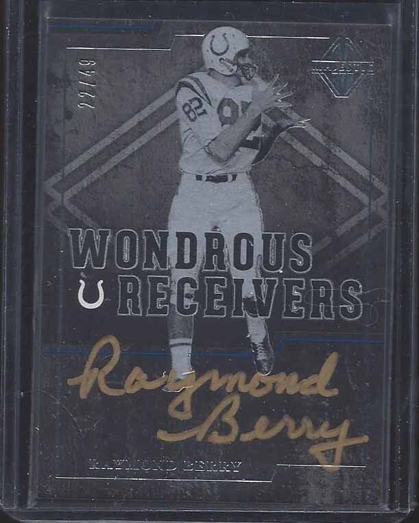 RAYMOND BERRY 2017 PANINI MAJESTIC WONDROUS RECEIVERS ON CARD AUTO #D 22/49