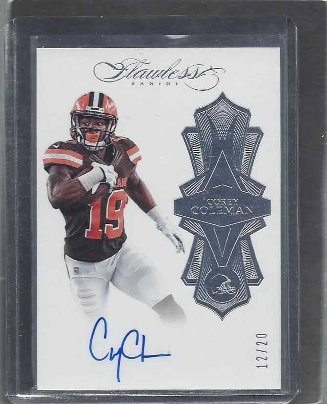 COREY COLEMAN 2016 PANINI FLAWLESS SILVER BROWNS ON CARD ROOKIE AUTO RC #D 12/20