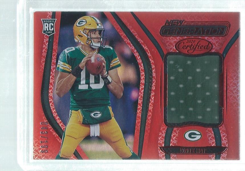 JORDAN LOVE 2020 CERTIFIED NEW GENERATION RED JERSEY ROOKIE RC #D 43/199