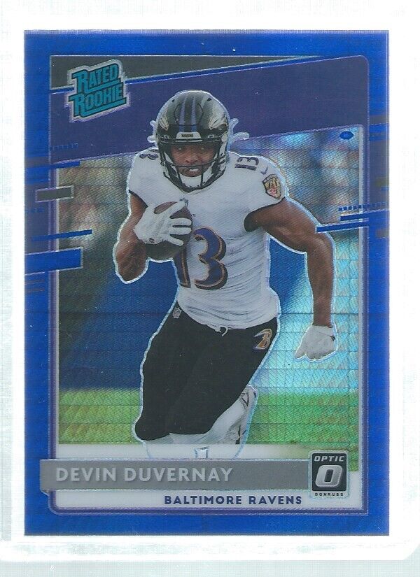 DEVIN DUVERNAY 2020 DONRUSS OPTIC HOLO RATED ROOKIE BLUE HYPER RC #179