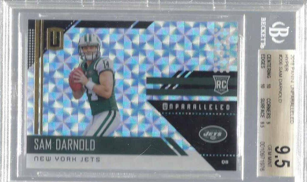 SAM DARNOLD 2018 PANINI UNPARALLELED HYPER JETS RC #D 6/25 BGS 9.5 GEM POP 1/1
