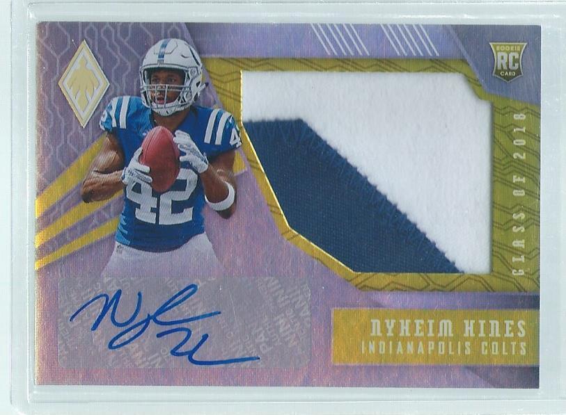 NYHEIM HINES 2018 PANINI PHOENIX RPA 2 COLOR PATCH AUTO GOLD RC #D 50/75