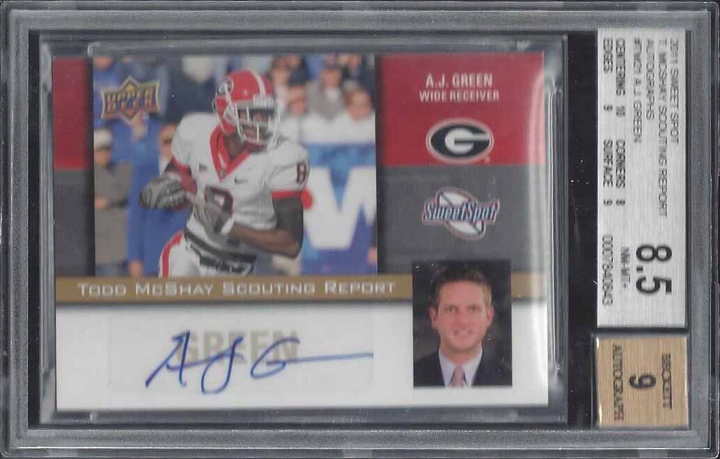 A.J. GREEN 2011 SWEET SPOT TODD MCSHAY SCOUTING REPORT RARE SP AUTO RC BGS POP 1