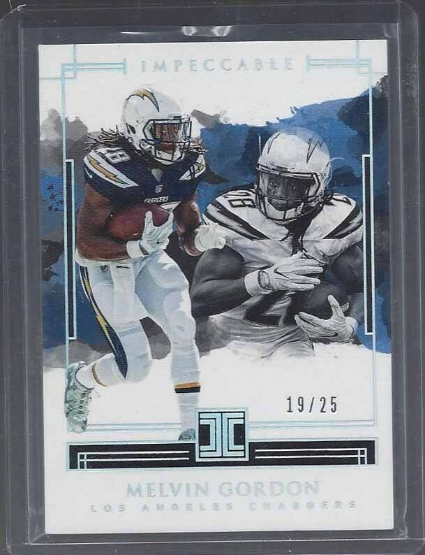 MELVIN GORDON 2018 PANINI IMPECCABLE SILVER HOLOFOIL BASE #D 19/25