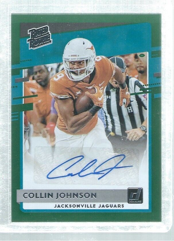 COLLIN JOHNSON 2020 DONRUSS RATED ROOKIE AUTO GREEN RC #347
