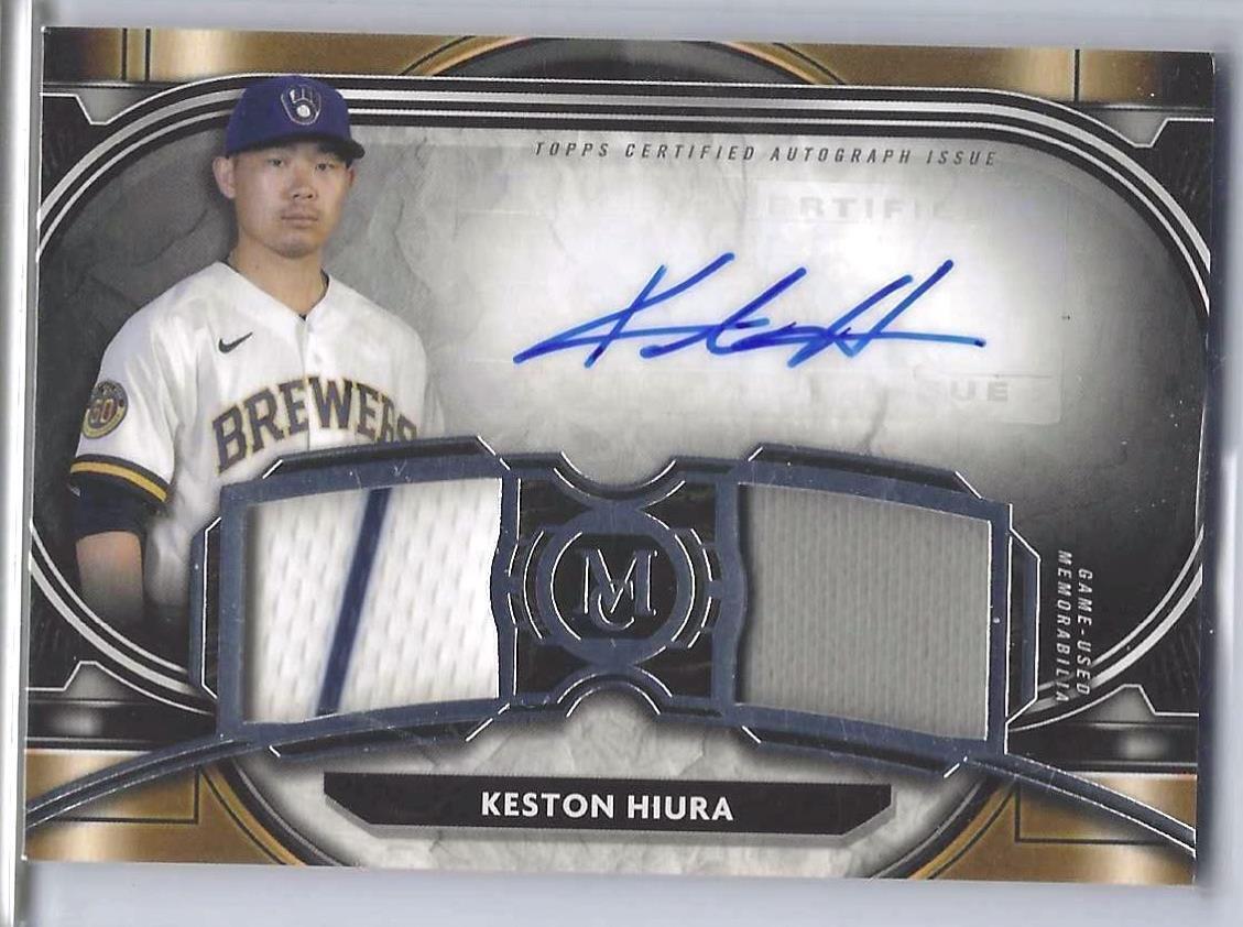 KESTON HIURA 2021 TOPPS MUSEUM SIGNATURE SWATCHES DUAL JERSEY AUTO #d /271