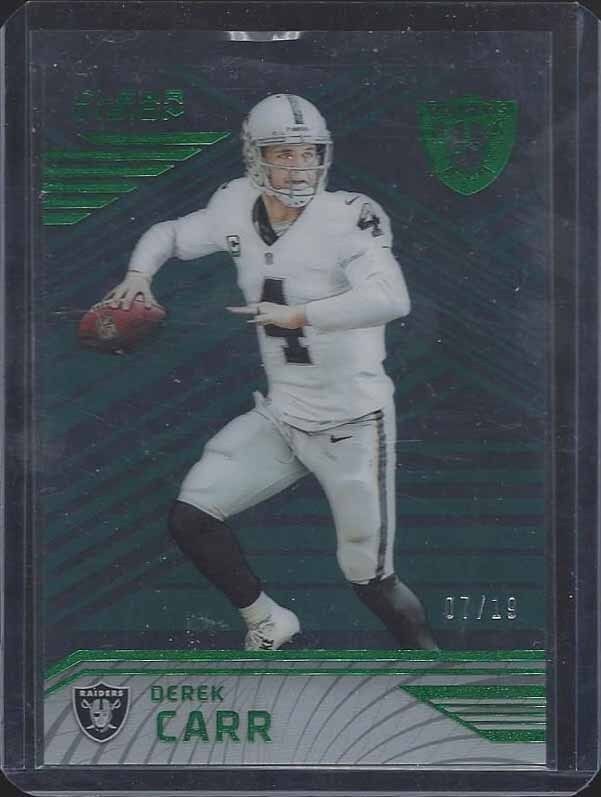 DEREK CARR 2016 PANINI CLEAR VISION GREEN ACETATE #D 7/19