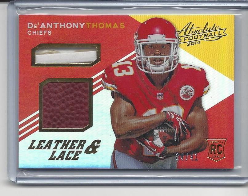 DE'ANTHONY THOMAS 2014 ABSOLUTE LEATHER & LACE DUAL FOOTBALL + LACE RC #D 34/41