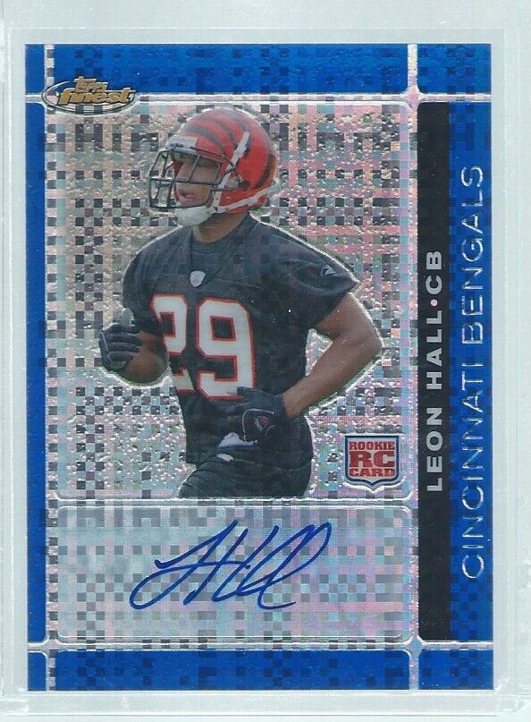 LEON HALL 2007 TOPPS FINEST AUTO BLUE XFRACTOR REFRACTOR RC #D 41/50