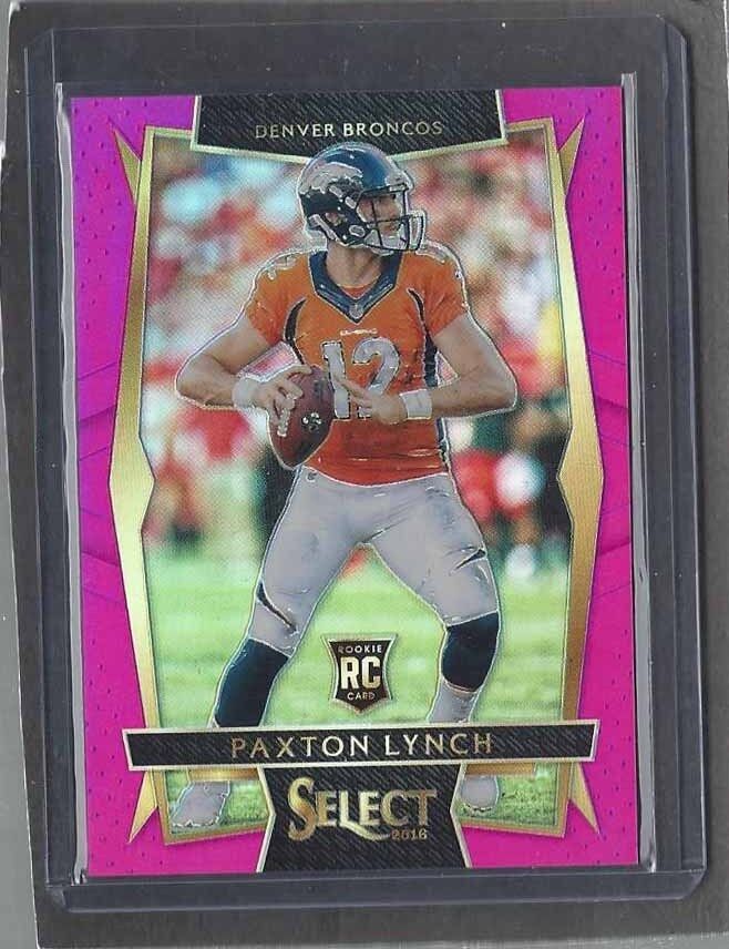 PAXTON LYNCH 2016 PANINI SELECT PINK PRIZM ROOKIE REFRACTOR RC #D 5/15