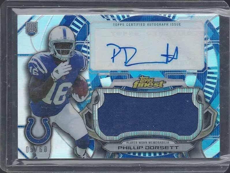 PHILLIP DORSETT 2015 TOPPS FINEST DIAMOND REFRACTOR JUMBO JERSEY AUTO RC #D 5/60