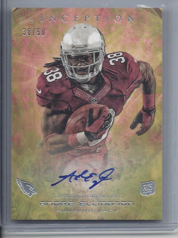 1/1 ANDRE ELLINGTON 2013 TOPPS INCEPTION GOLD ONCARD AUTO RC #D 38/50 JERSEY #38