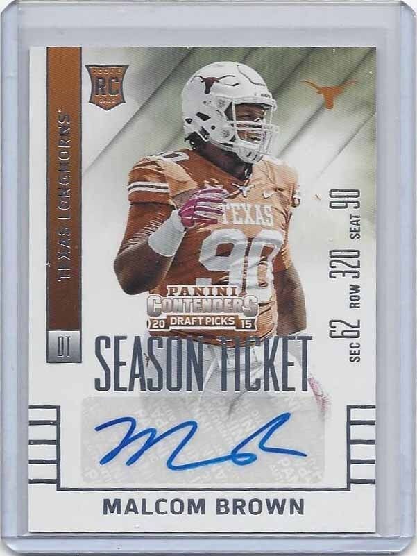 MALCOM BROWN 2015 CONTENDERS DRAFT PICKS SP AUTO RC SHORT PRINT 250 OR LESS #217