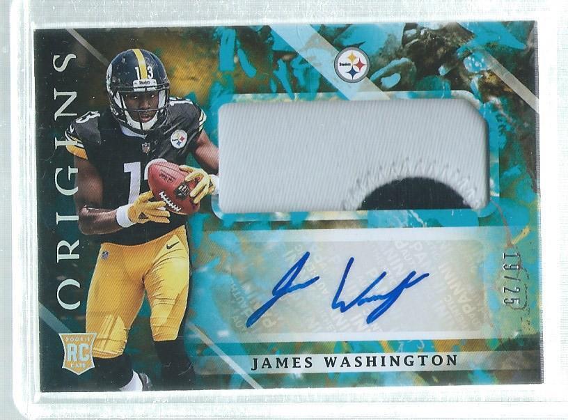 JAMES WASHINGTON 2019 ORIGINS 2 COLOR PATCH AUTO TEAL ROOKIE RC #D 19/25
