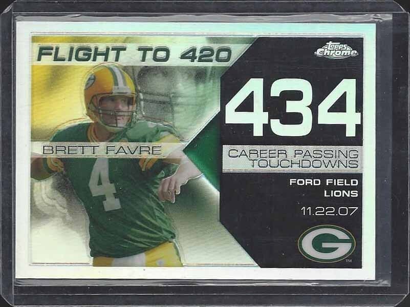 BRETT FAVRE 2008 TOPPS CHROME FLIGHT TO 420 REFRACTOR TD # 434 #D 45/199