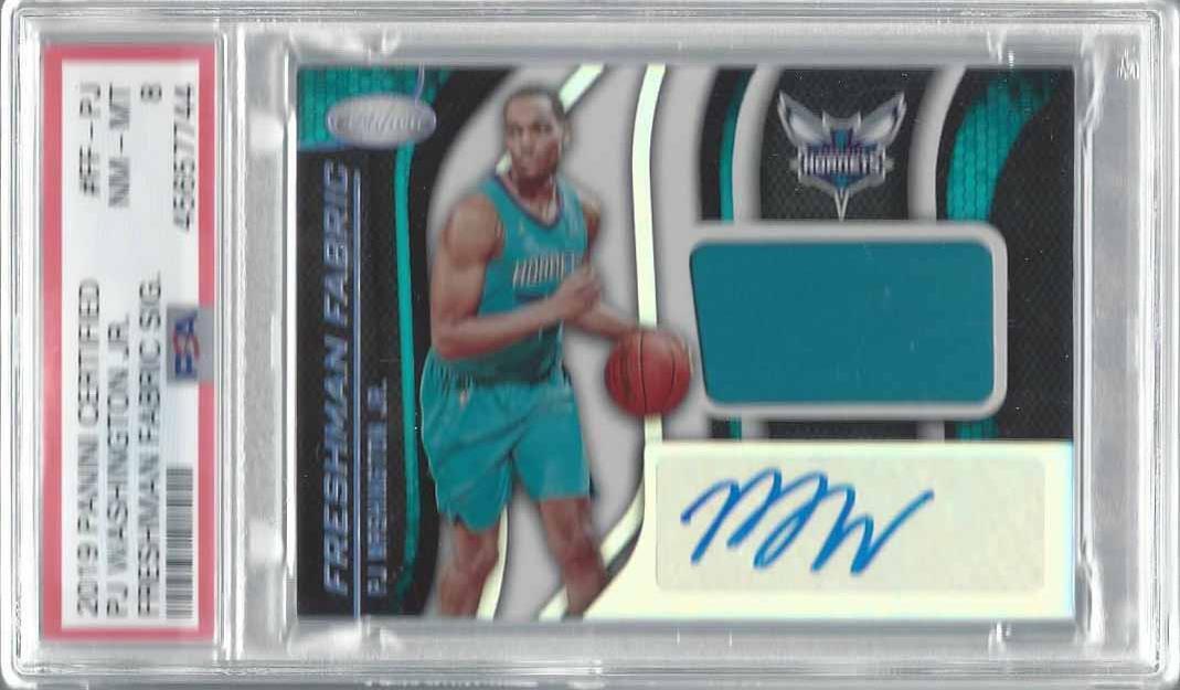 PJ WASHINGTON JR 2019-20 CERTIFIED FRESHMAN FABRIC JERSEY AUTO RC PSA 8 POP 1/1