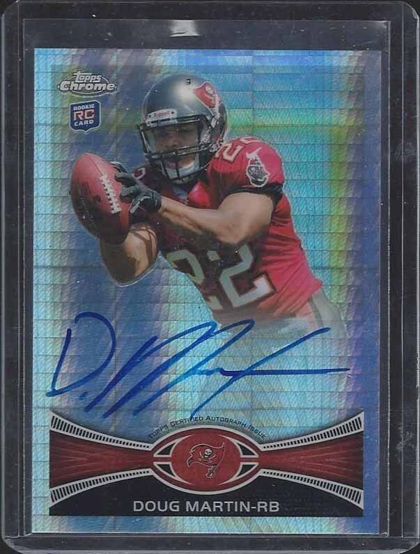 1/1 DOUG MARTIN 2012 TOPPS CHROME PRISM REFRACTOR AUTO RC #D 22/50 JERSEY #22 !!