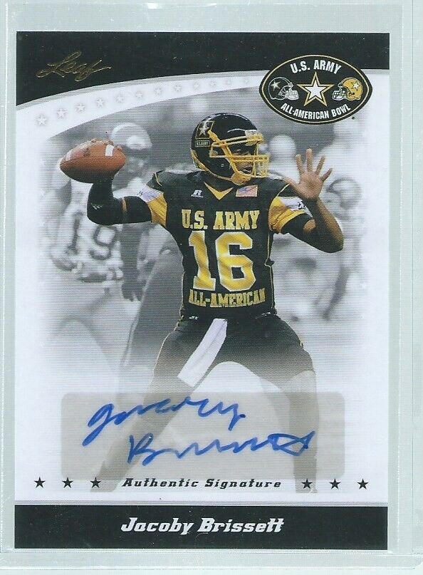 JACOBY BRISSETT 2011 LEAF US ARMY ALL AMERICAN BOWL AUTO PRE ROOKIE