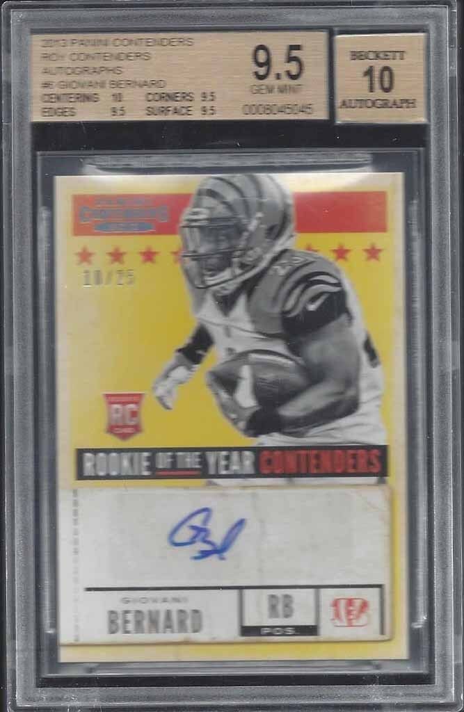 GIOVANI BERNARD 2013 CONTENDERS ROOKIE OF THE YEAR ROY AUTO RC /25 BGS 9.5 10 AU