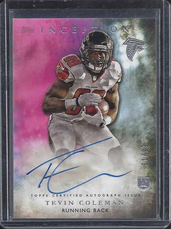TEVIN COLEMAN 2015 TOPPS INCEPTION PINK ON CARD FALCONS ROOKIE AUTO RC #D /99