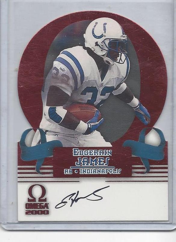 EDGERRIN JAMES 2000 OMEGA SIGNATURES RED DIE CUT ON CARD COLTS AUTO #2