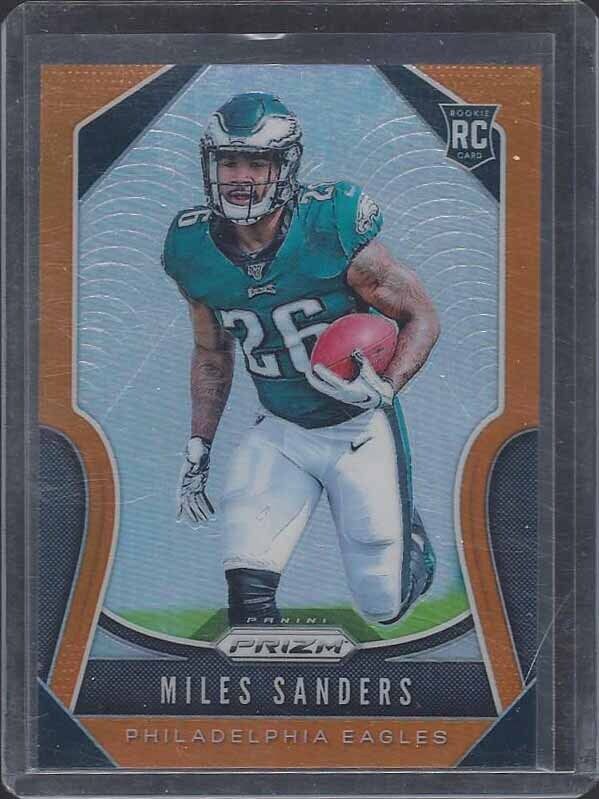 MILES SANDERS 2019 PANINI PRIZM ORANGE ROOKIE PRIZMS RC #D 154/249