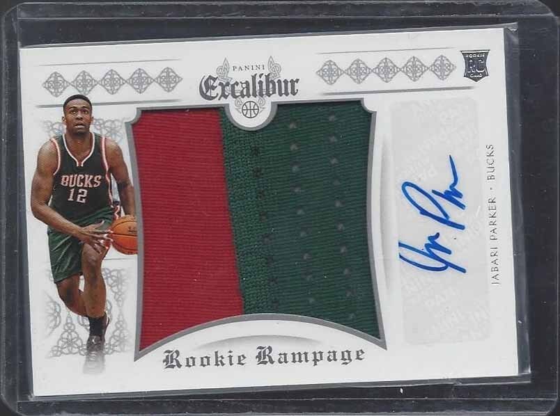 JABARI PARKER 2014-15 EXCALIBUR RPA ROOKIE RAMPAGE JUMBO 2 COLOR PATCH AUTO RC