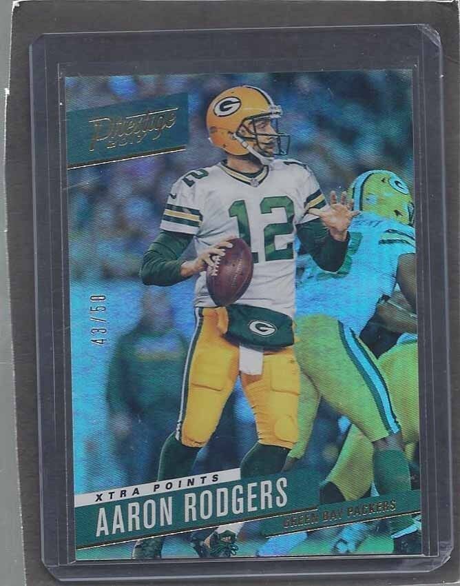 AARON RODGERS 2017 PRESTIGE GOLD HOLOFOIL #D 43/50