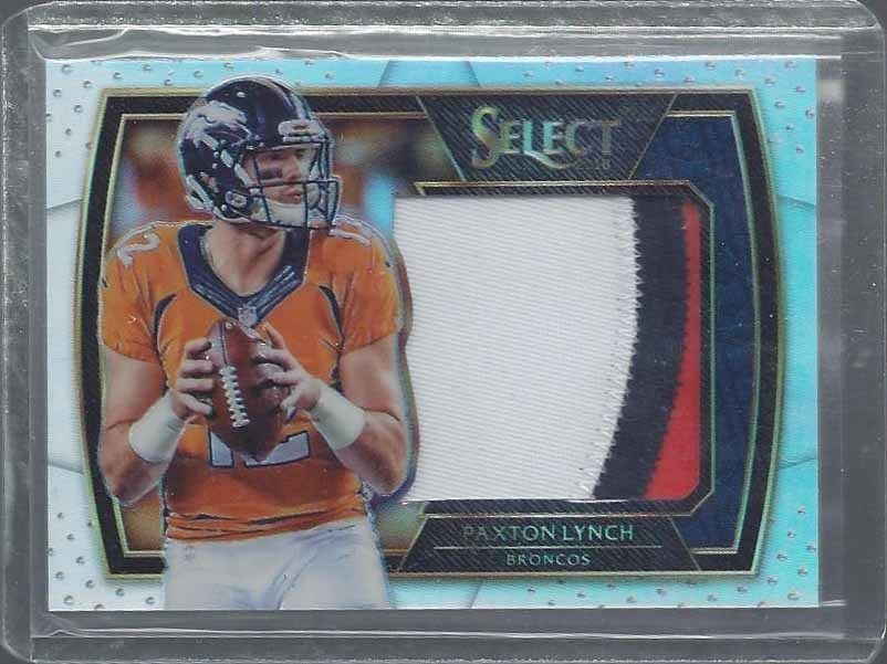 PAXTON LYNCH 2016 PANINI SELECT JUMBO 3 COLOR BRONCOS ROOKIE PATCH RC #D 46/99