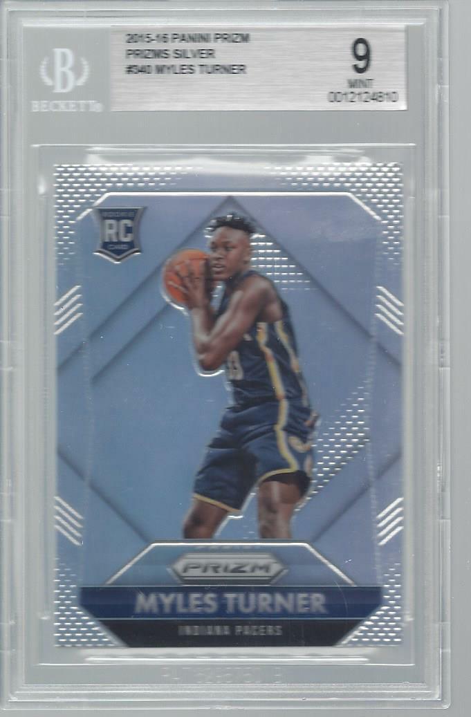 MYLES TURNER 2015-16 PANINI PRIZM SILVER PRIZMS ROOKIE RC #340 BGS 9 MINT